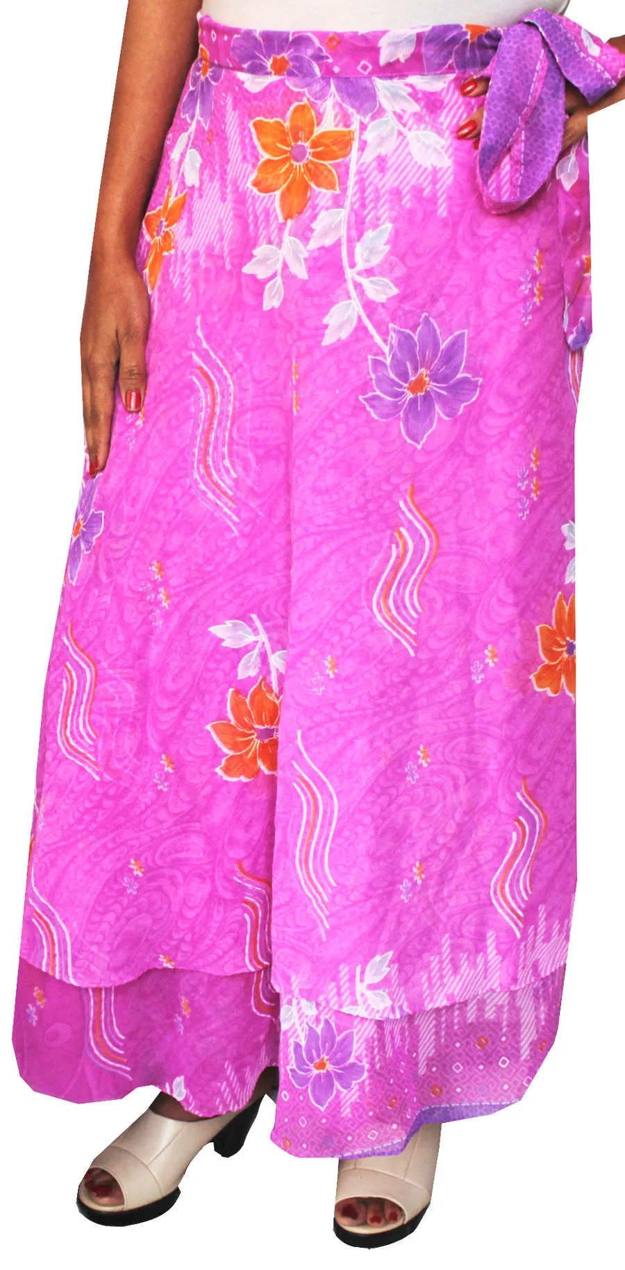 Indian Skirt Womens Wrap Around India Clothing (Pink)