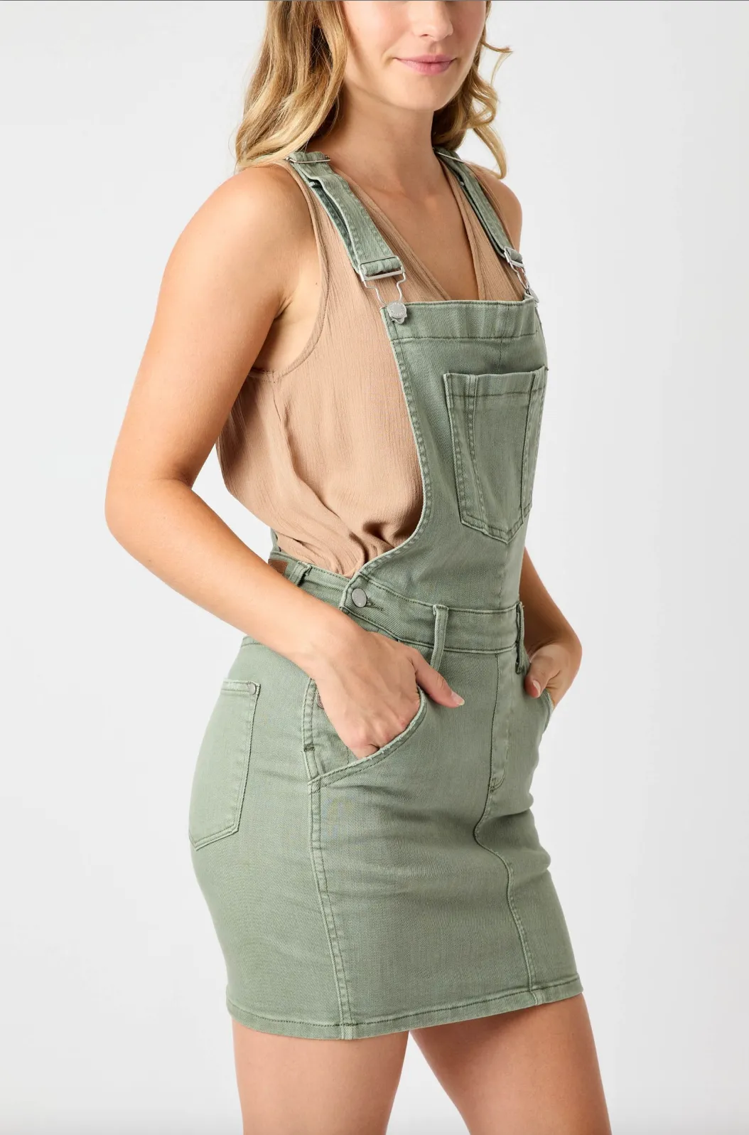 Judy Blue Garment Dyed Overall Skirt - Sage