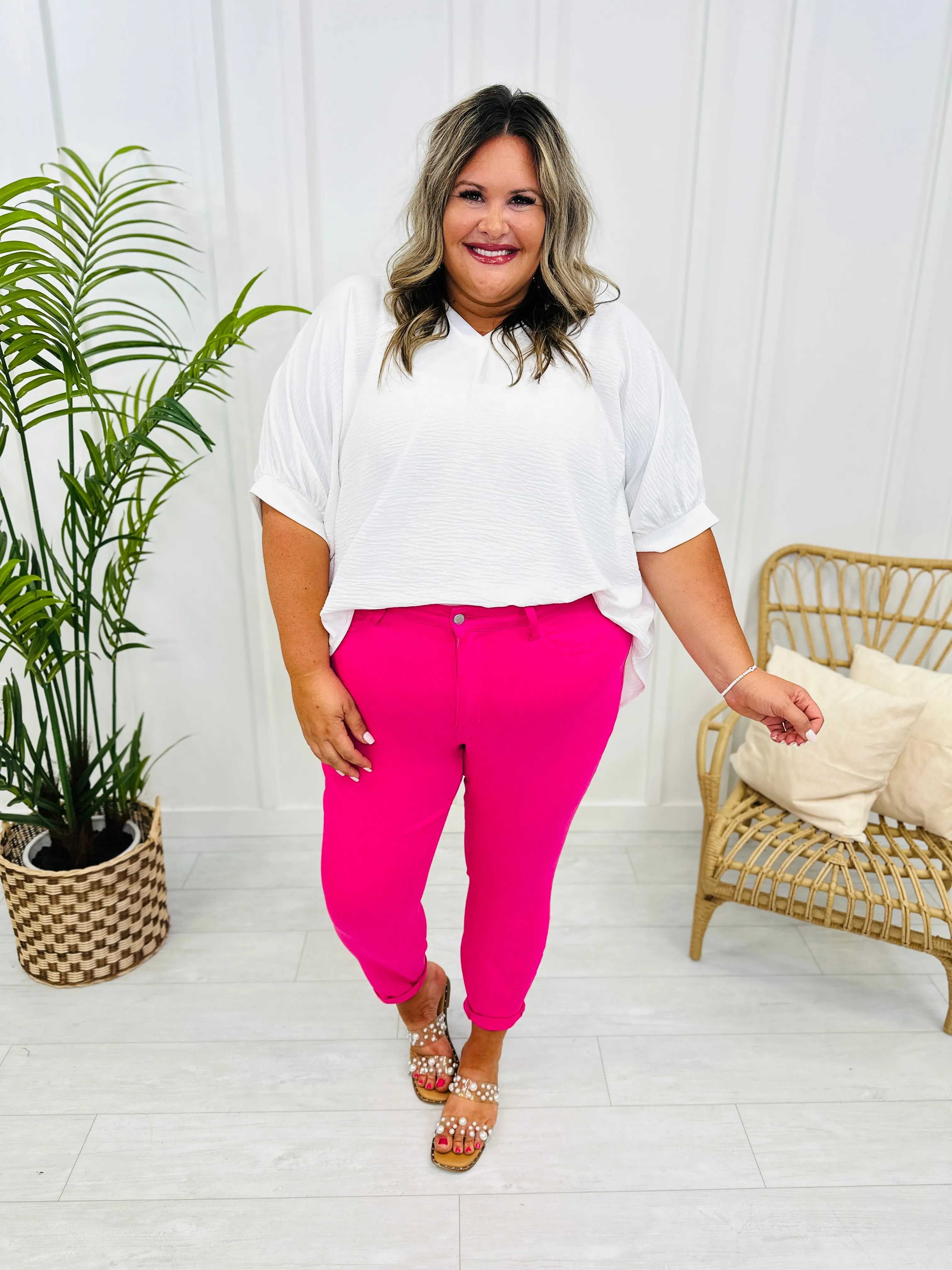 Judy Blue Pretty In Pink Slim Fit Jeans in Reg/Curvy