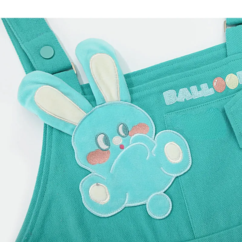 Kawaii Teal Bunny Overalls ON638