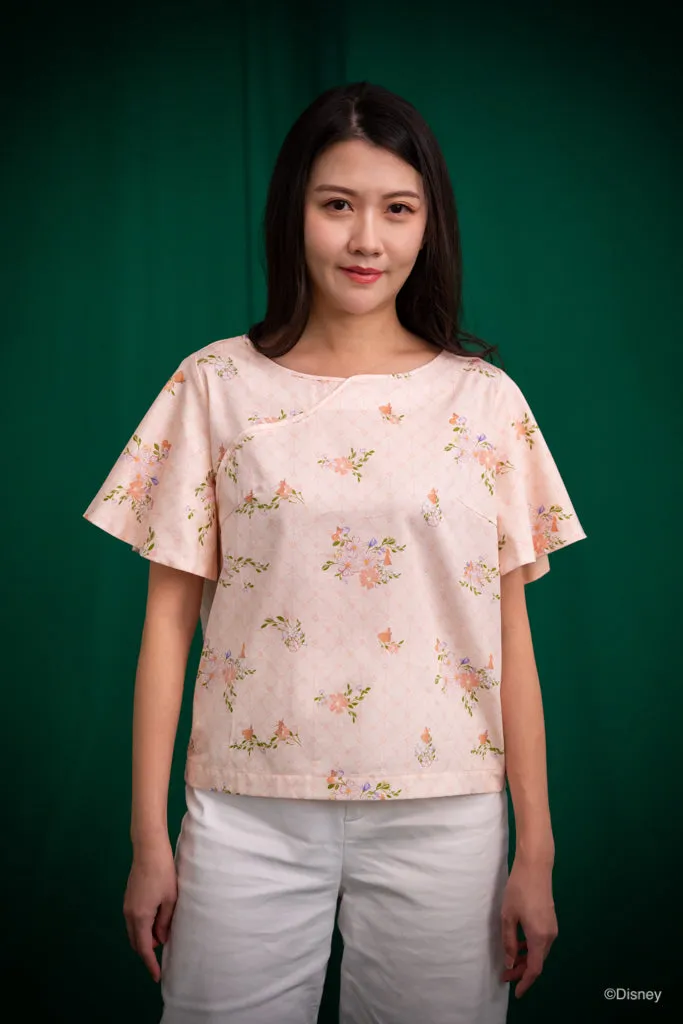 Ladies Cheongsam Top - Pink Princess Daisies