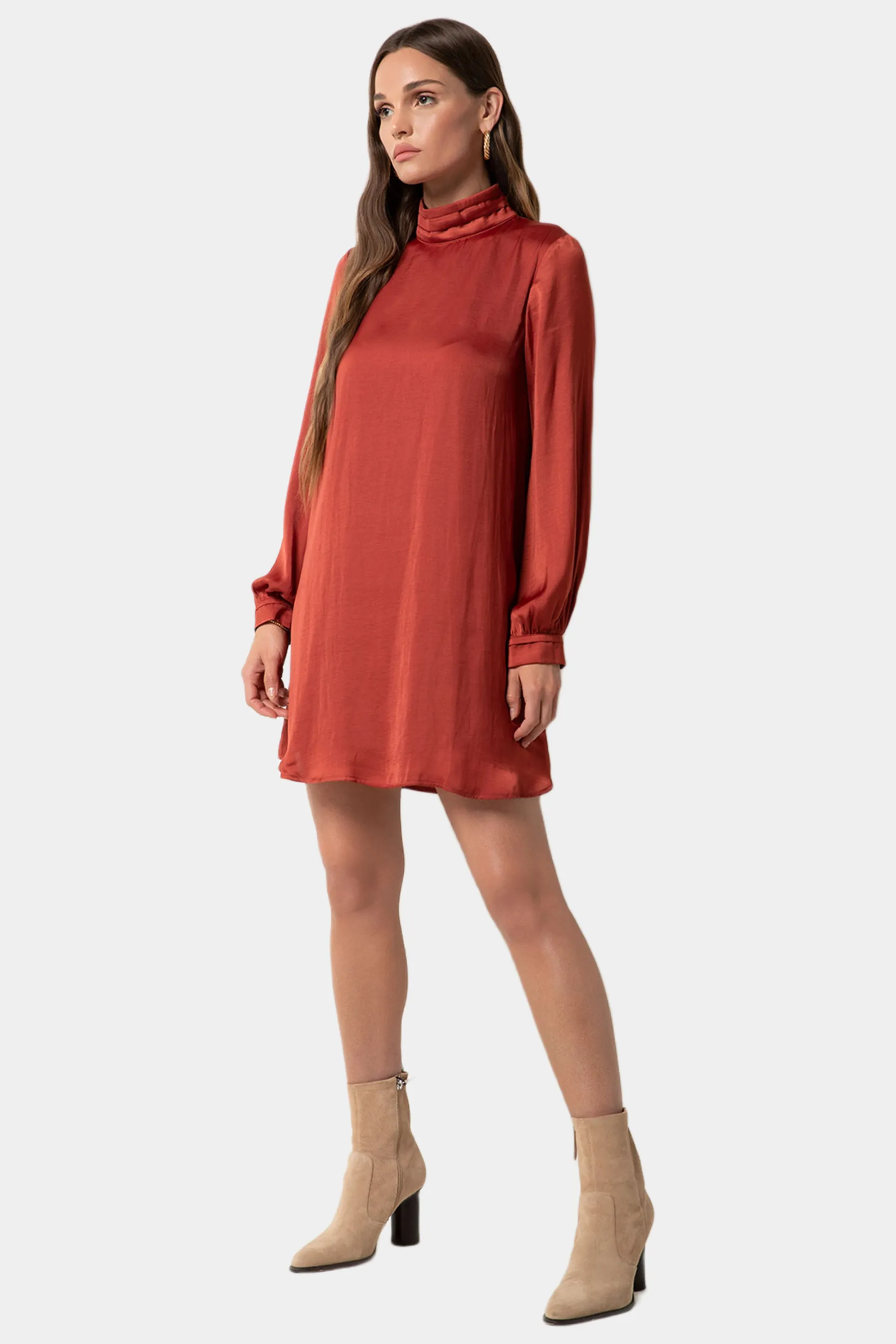 Long Sleeve High Neck Mini Dress