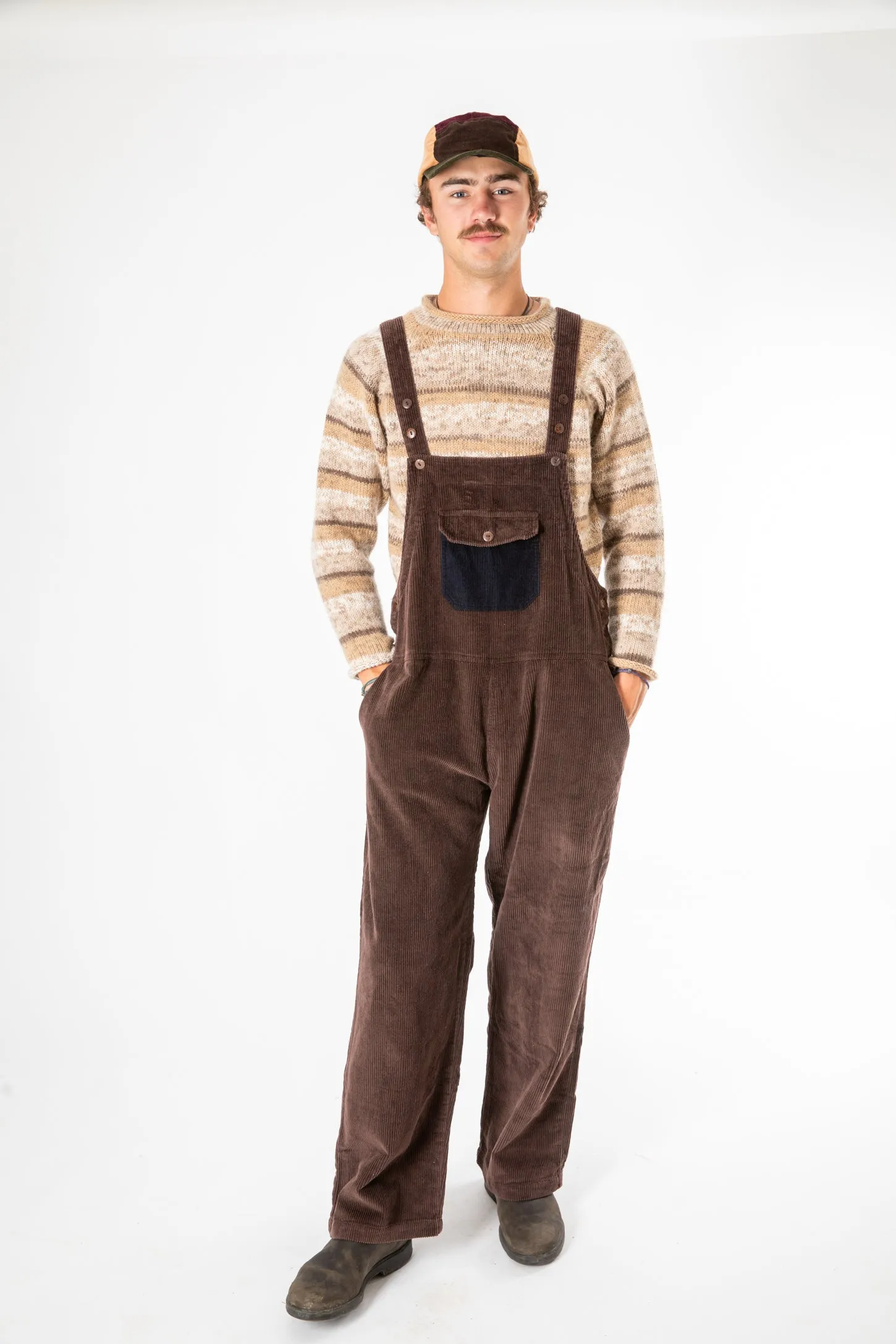 Tokha Color Block Corduroy Overalls