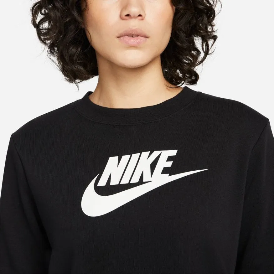 NIKE WOMEN'S SPORTSWEAR CLUB FLEECE BLACK LOGO CREW-NECK SWEATSHIRT