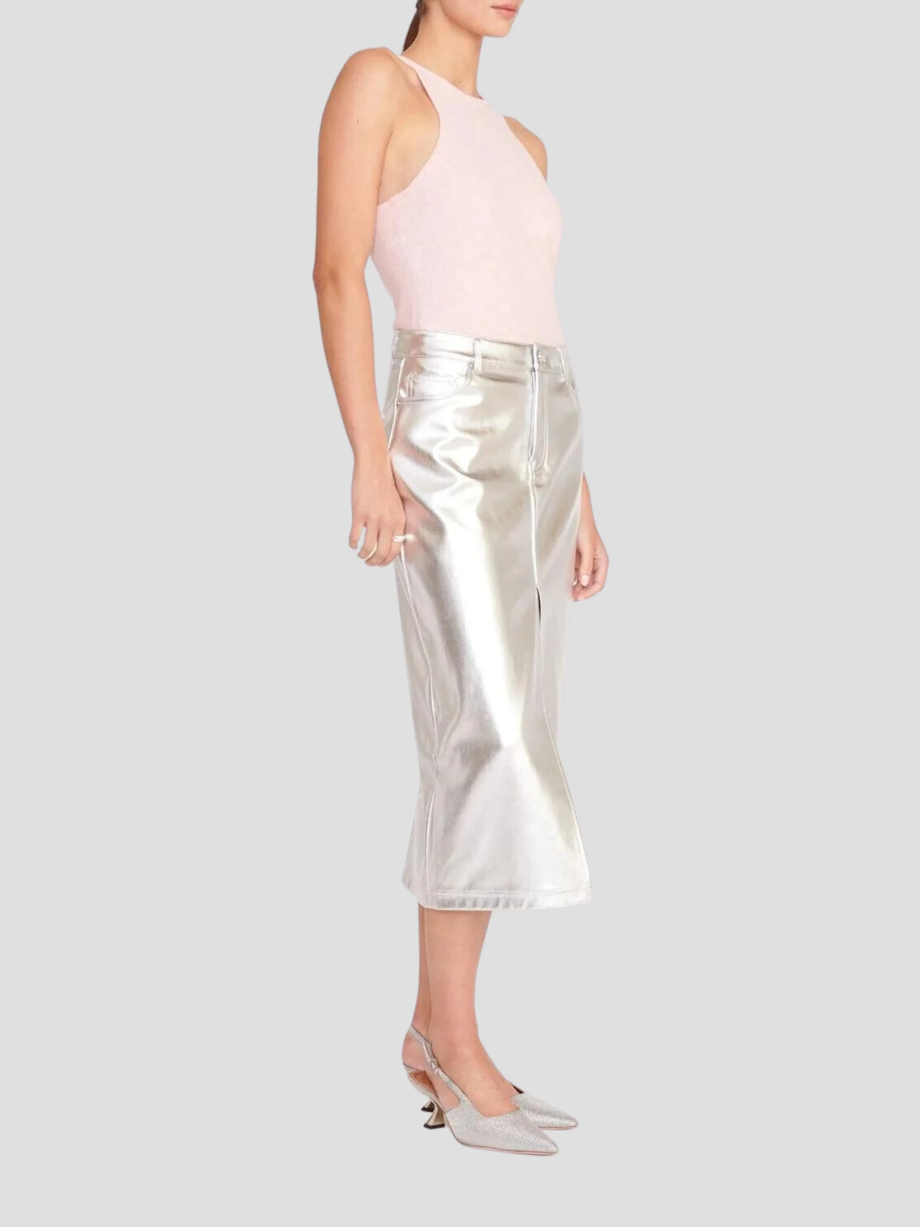 Oaklin Silver Midi Skirt