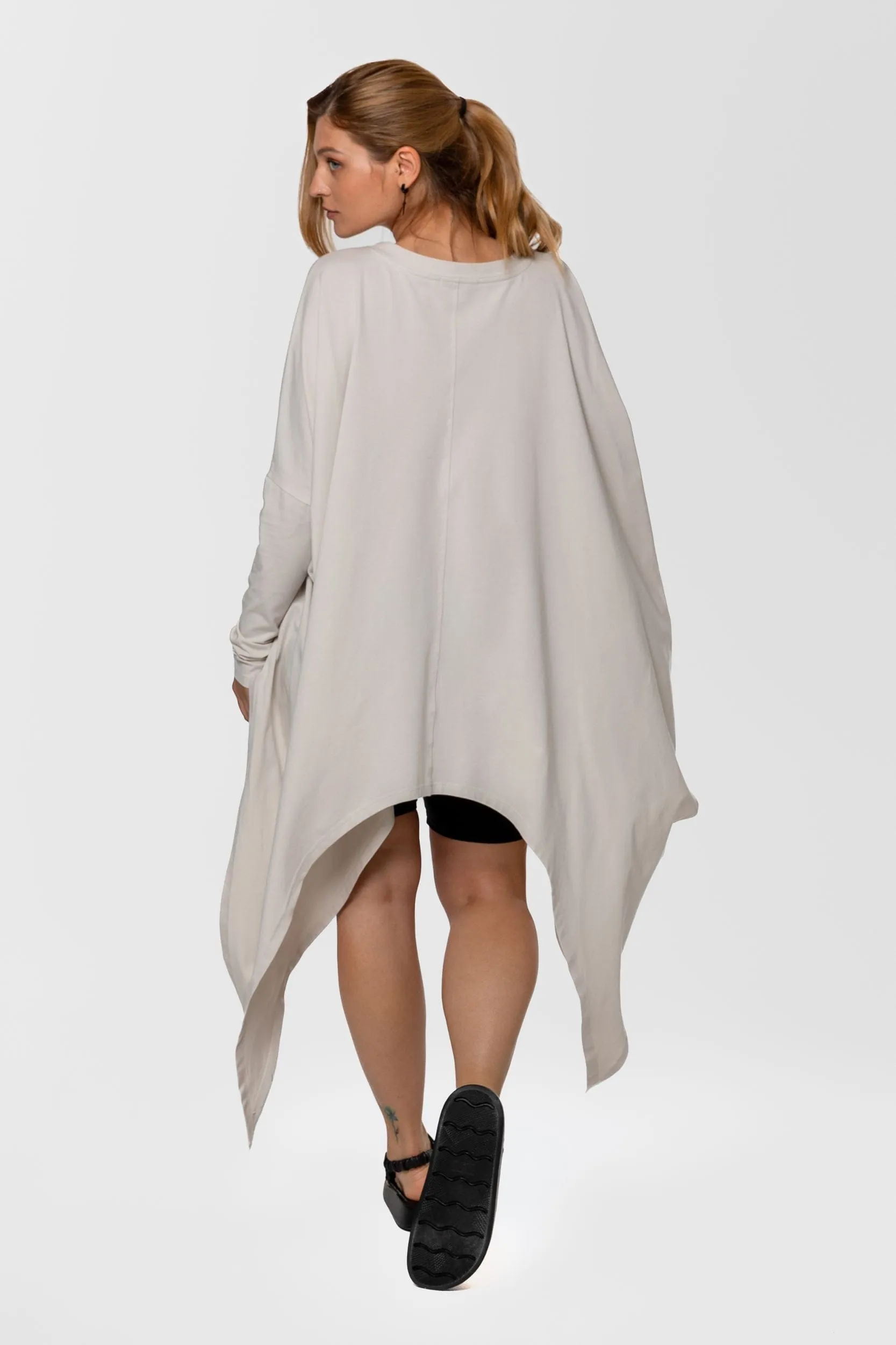 Oversized asymmetric cotton jersey tunic