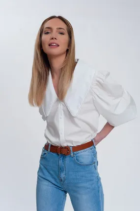 Oversized Collared Shirt in White