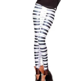 Piano Musical Keys Fashion Statement Digital Print Legging Pants for Women | Wearable Art