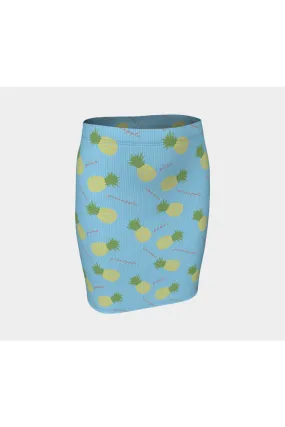 Pinstripe Pastel & Pineapple Fitted Skirt