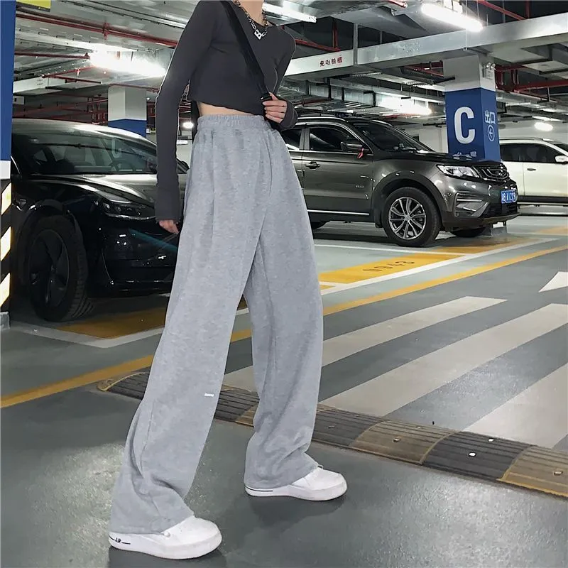 Plain Wide Leg Sweatpants dd11