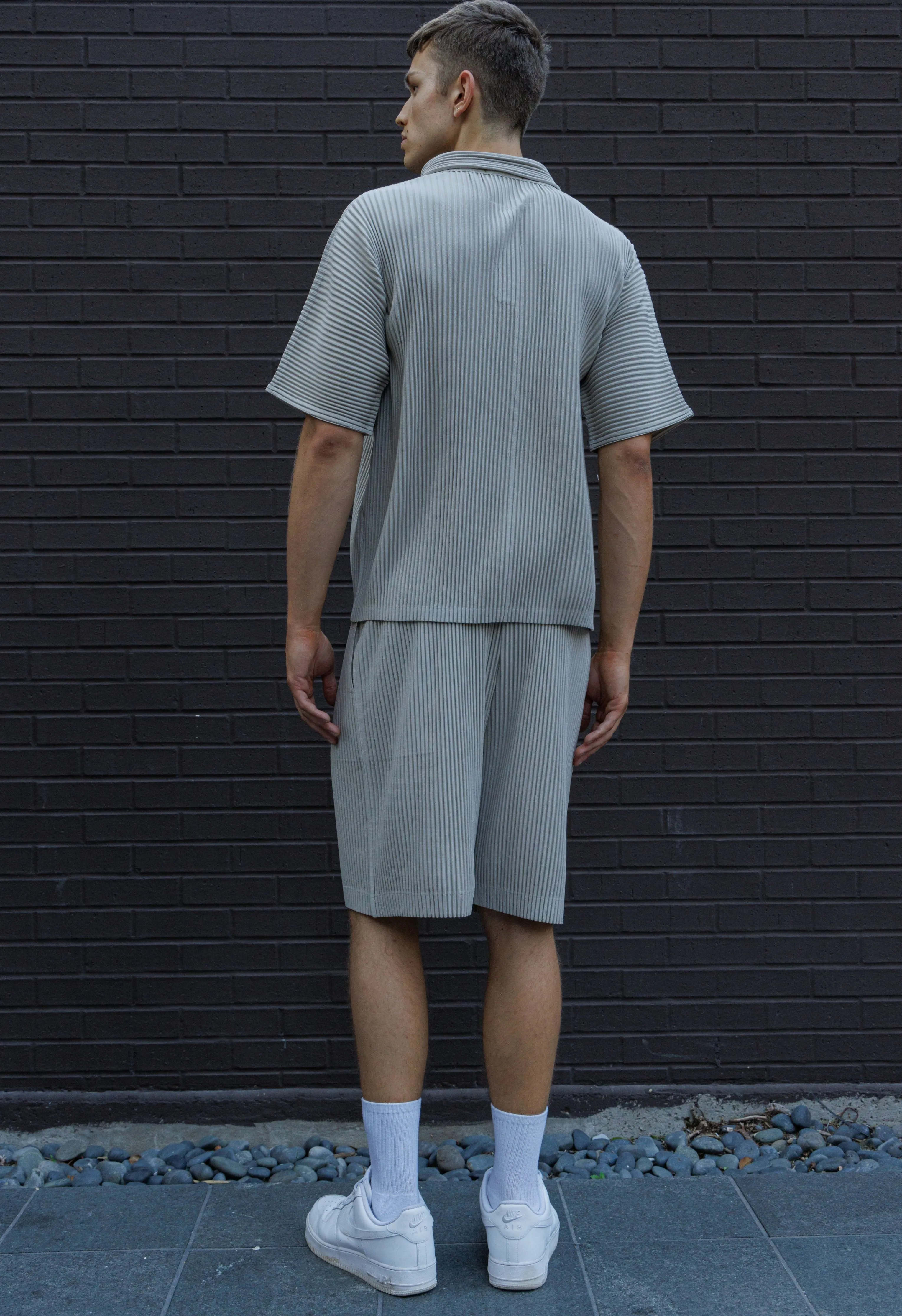 Pleated Shirt in Light Grey