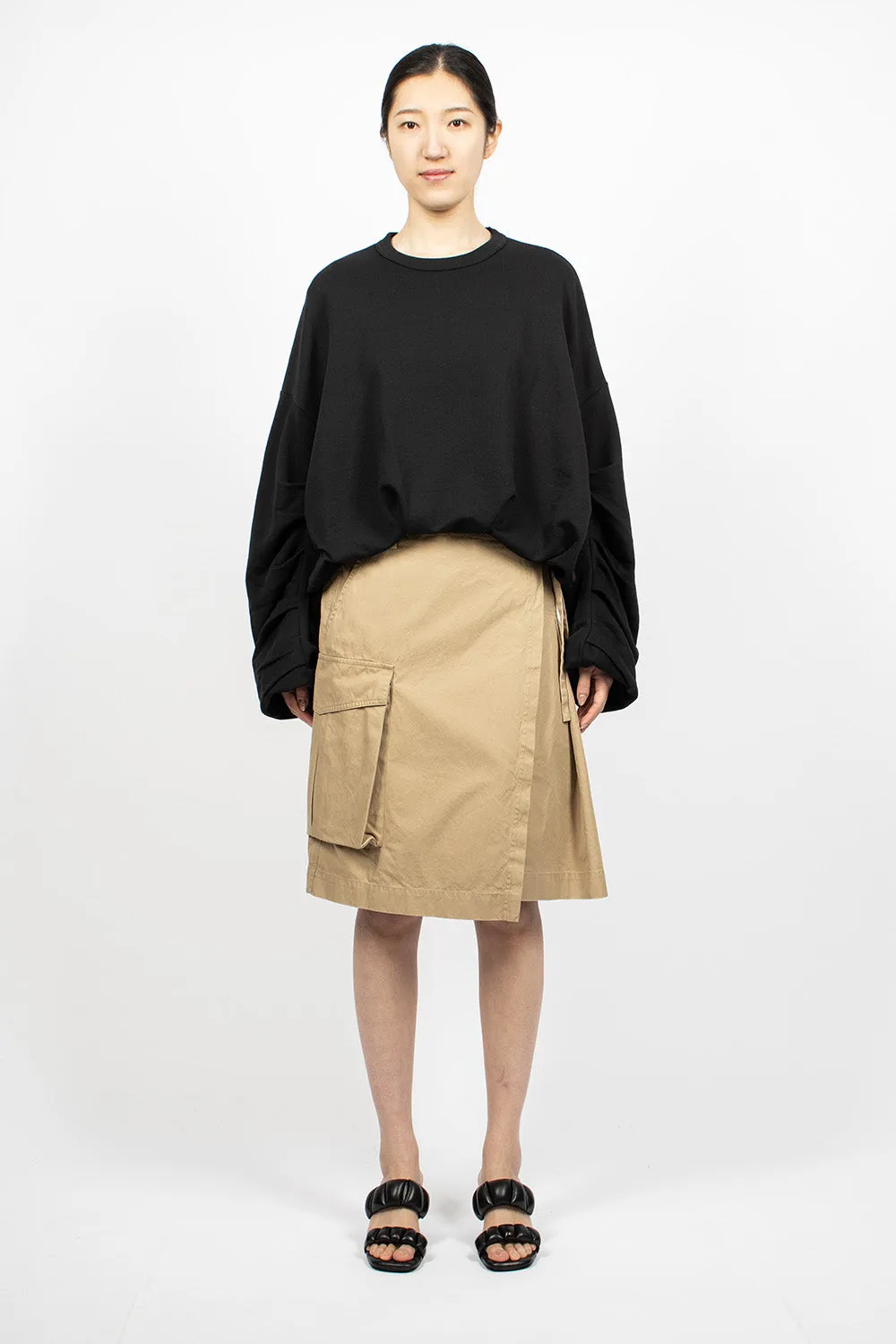 Pleated Wrap Skirt Beige