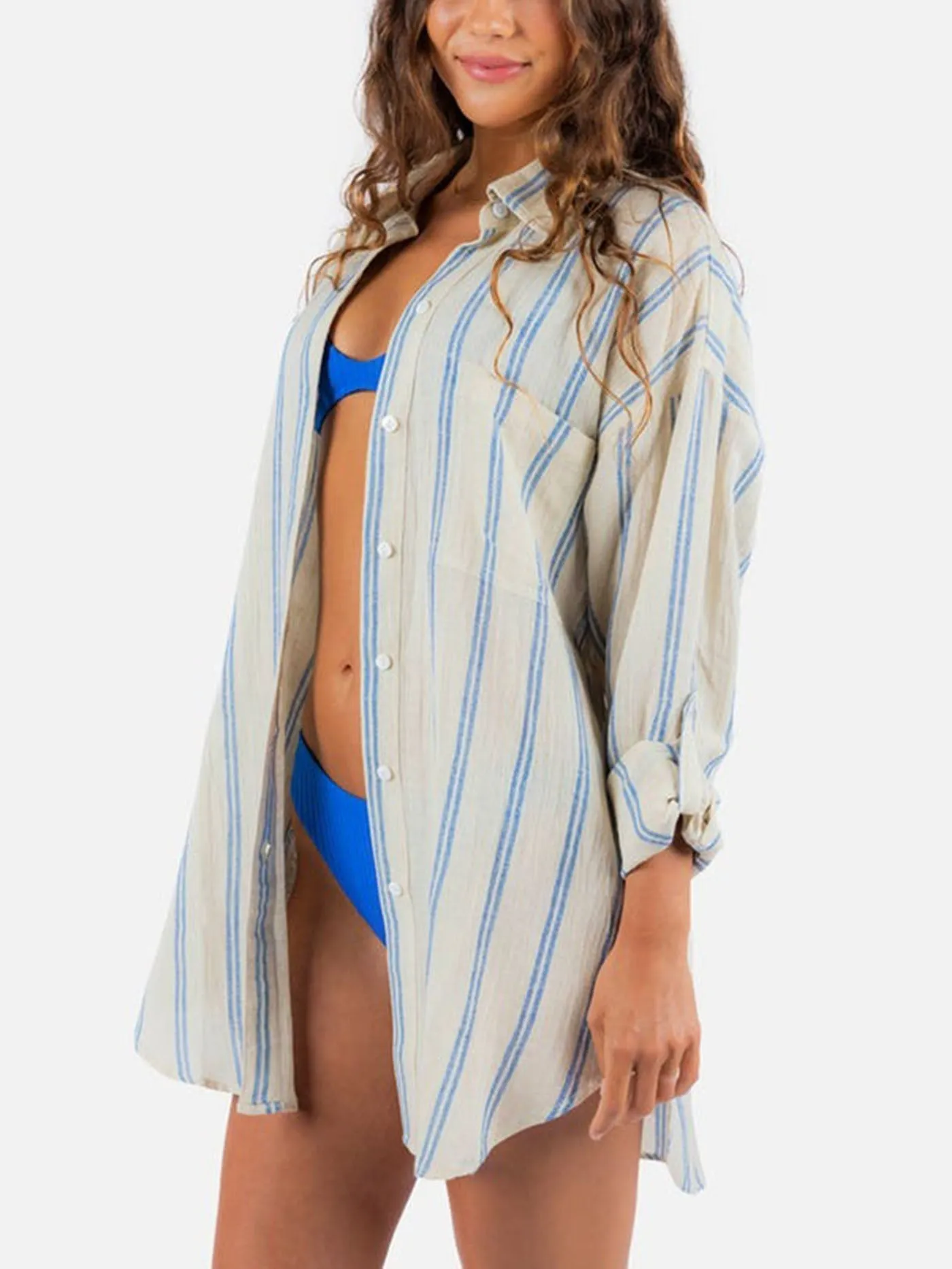 Premium Surf Holiday Stripe Long Sleeve Buttondown Shirt