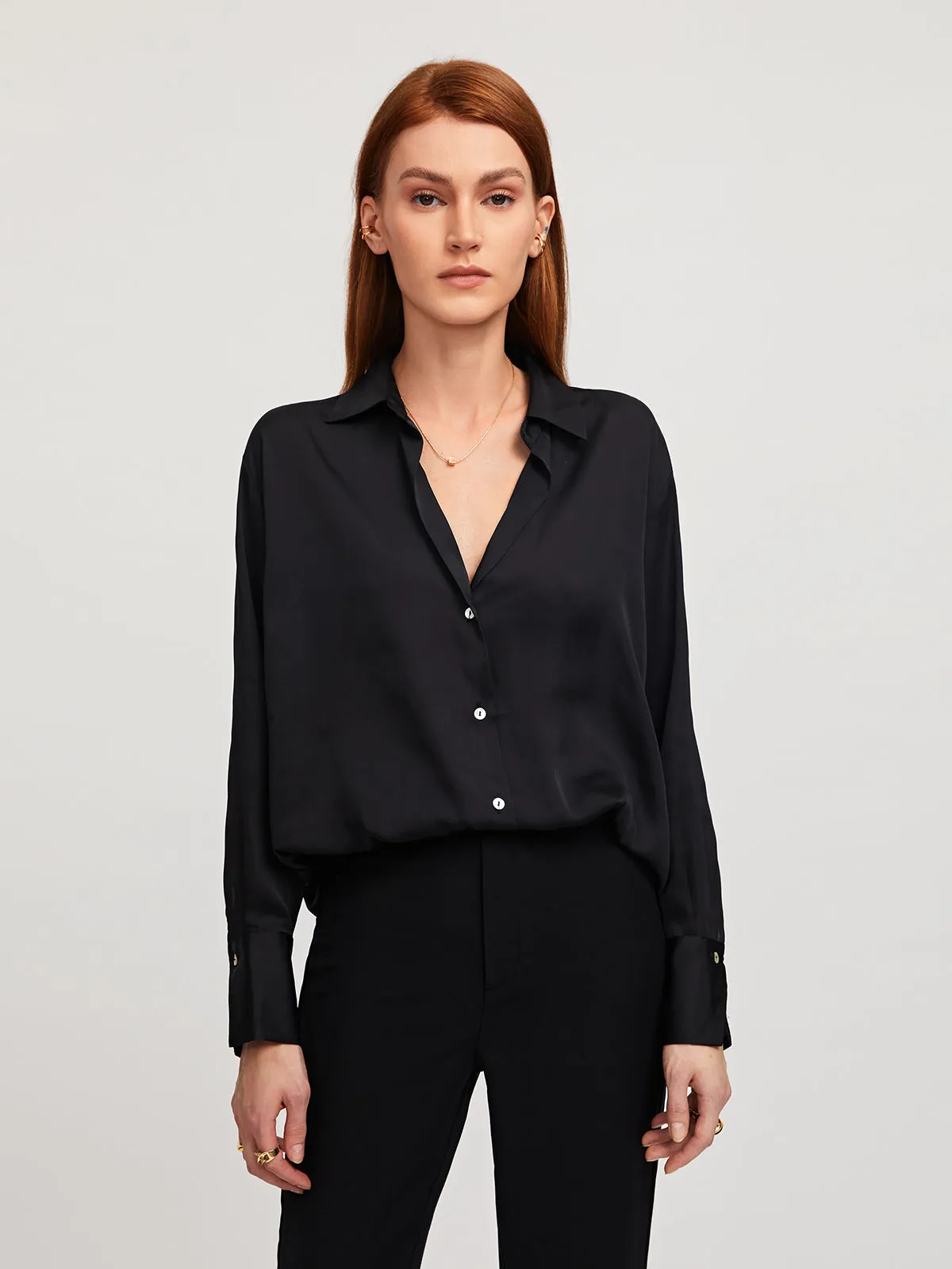 Satin Drop Collar Shirt