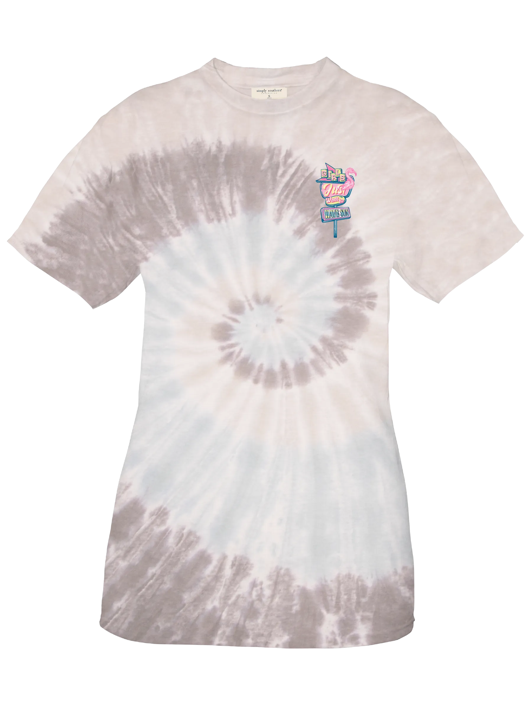 Simply Southern Tie Dye 'Girls Just Wanna Have Sun' Flamingo Jeep Tee