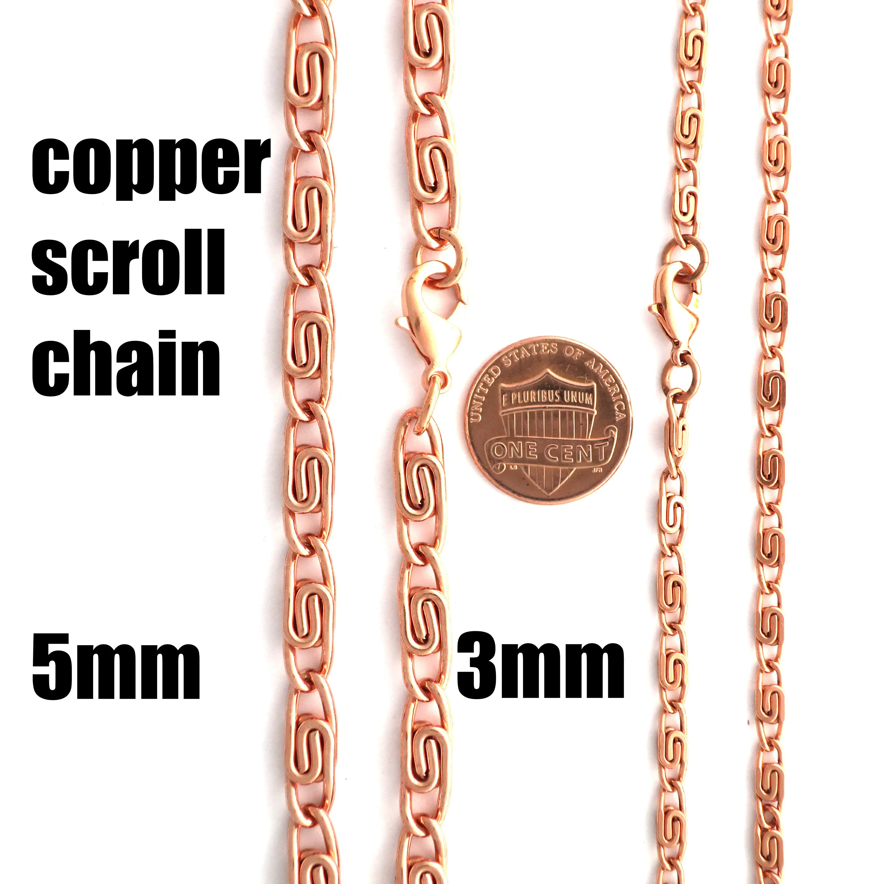 Solid Copper Necklace Chain Celtic Scroll Chain Necklace NC66 Medium 5mm Copper Necklace Celtic Copper Necklace 24 Inch Chain