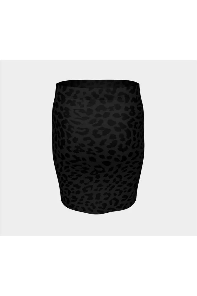 Spotted Black Panther Fitted Skirt