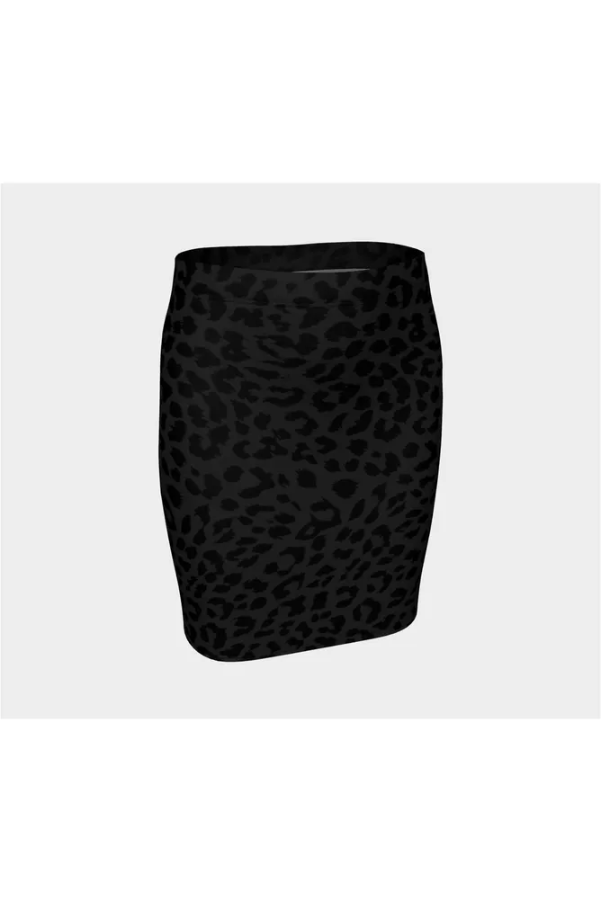 Spotted Black Panther Fitted Skirt