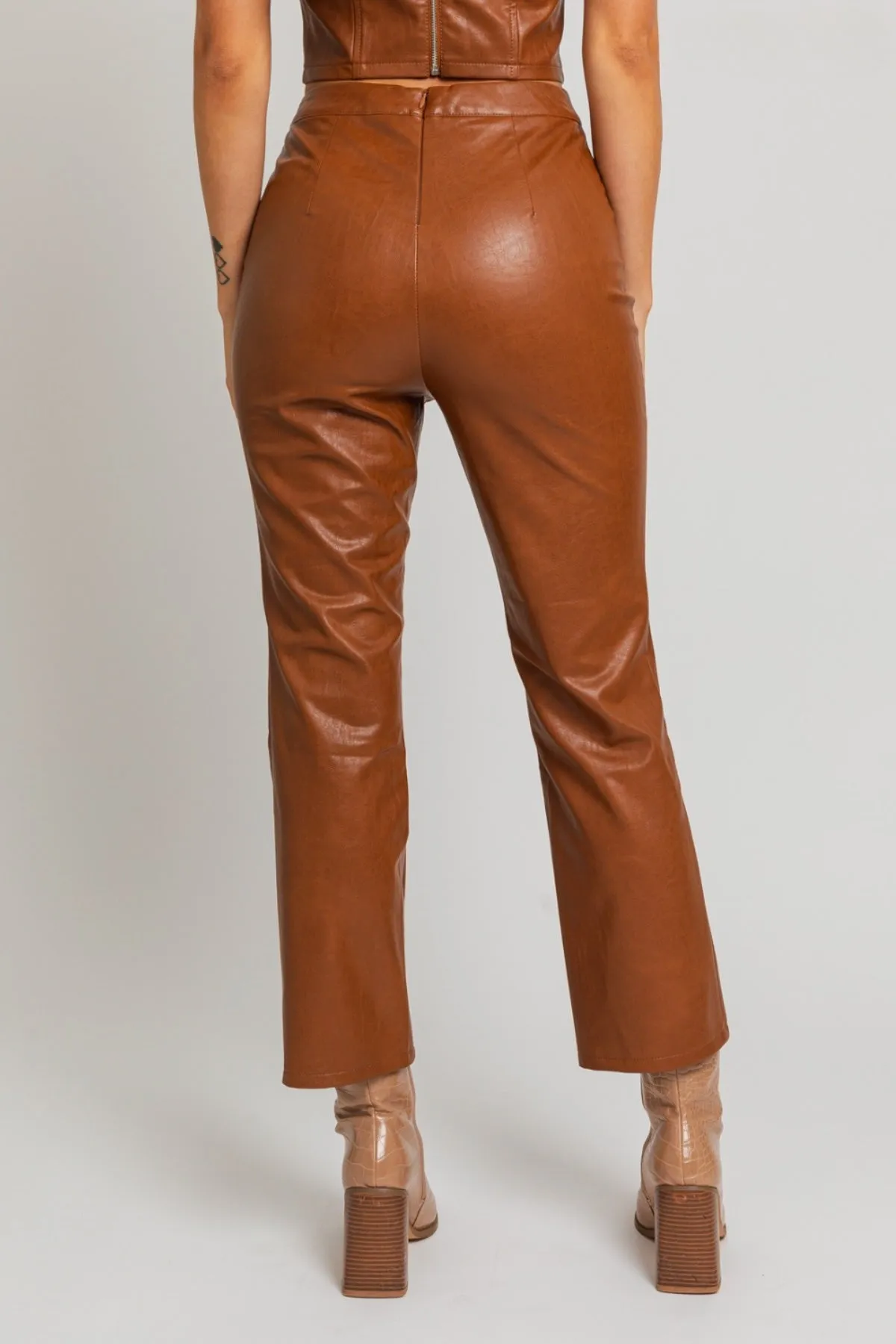 Straight Leg Leather Pants