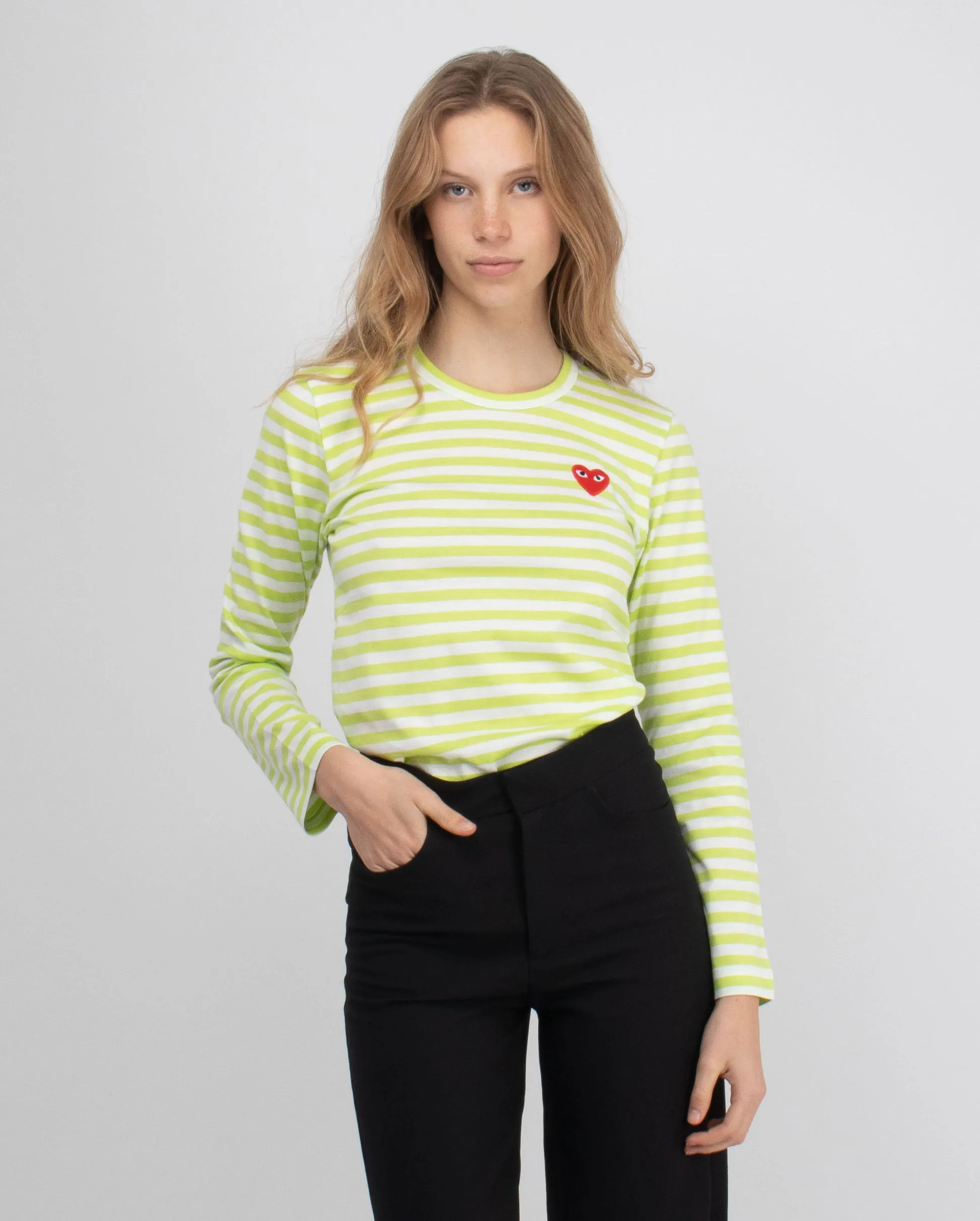 T277 RED HEART STRIPED L/S  / GREEN