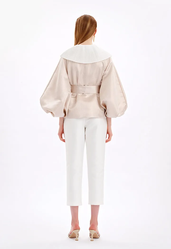 Textured Pleated Collar Jacket