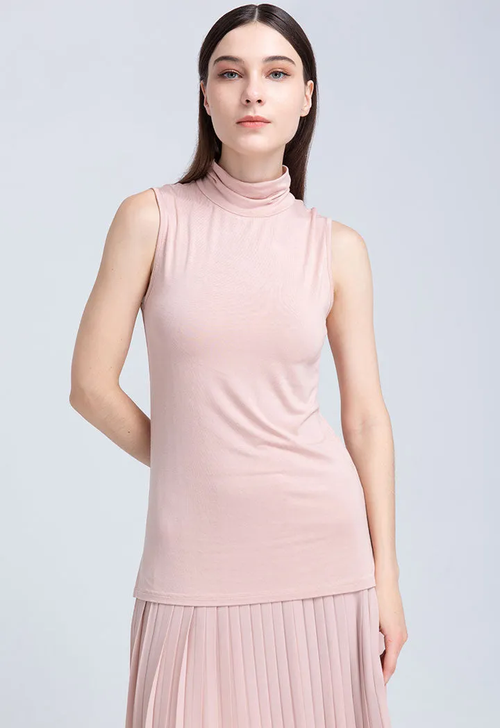 Turtle Neck Sleeveless Basic T-Shirt