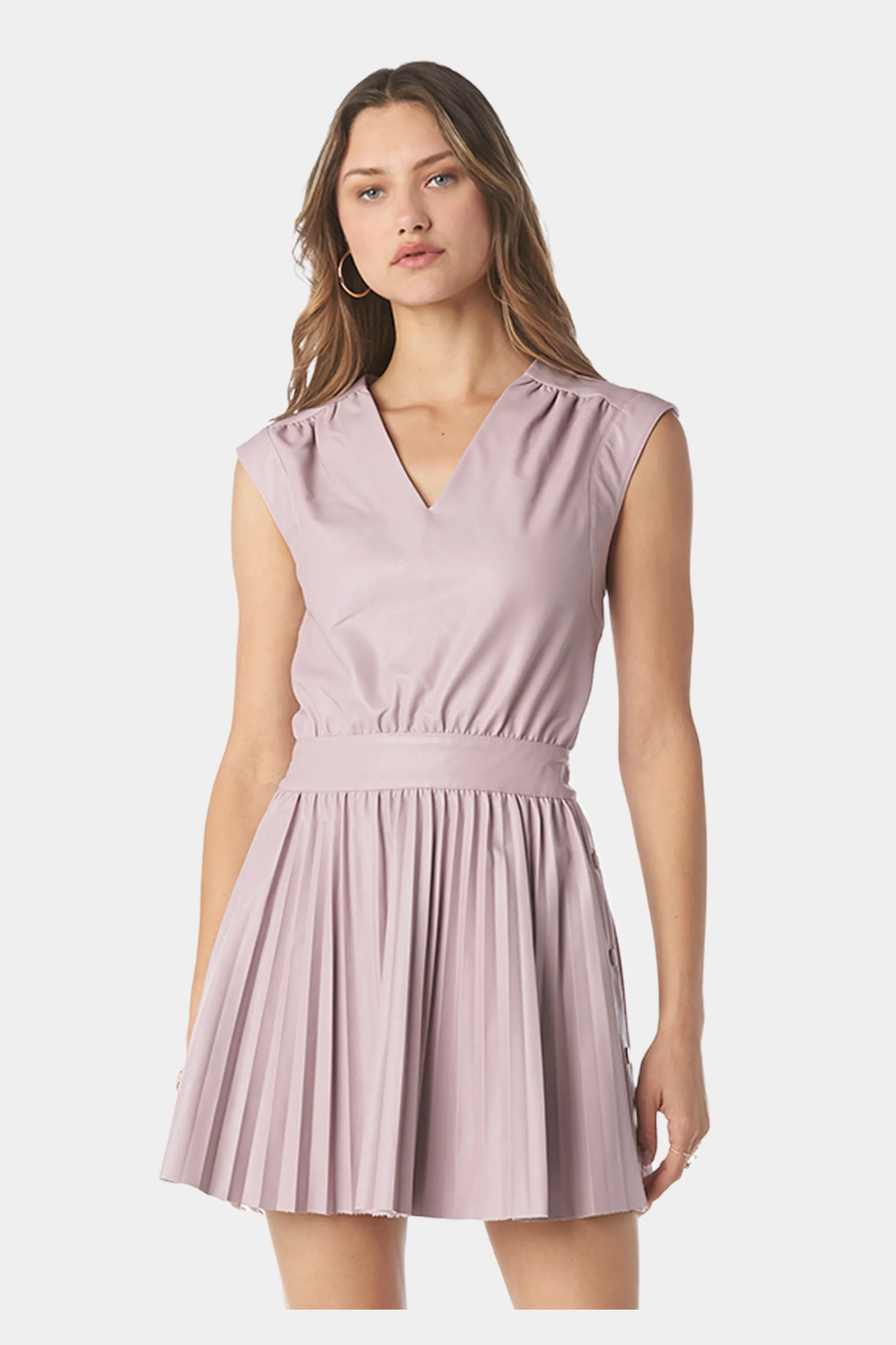 V-Neck Pleated Dress