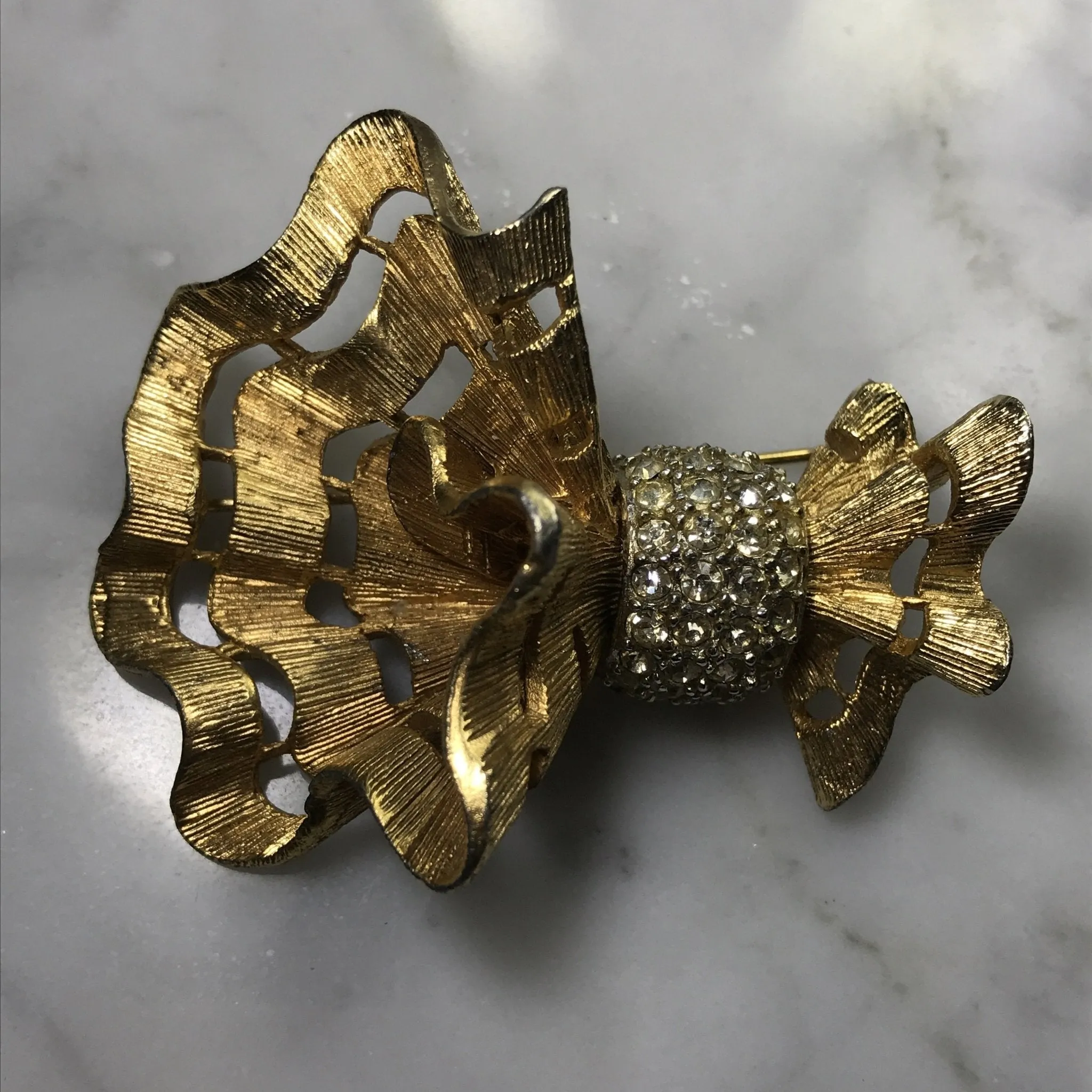 Vintage Hattie Carnegie Brooch. Asymmetrical Bow quite a statement piece. Possible Necklace?