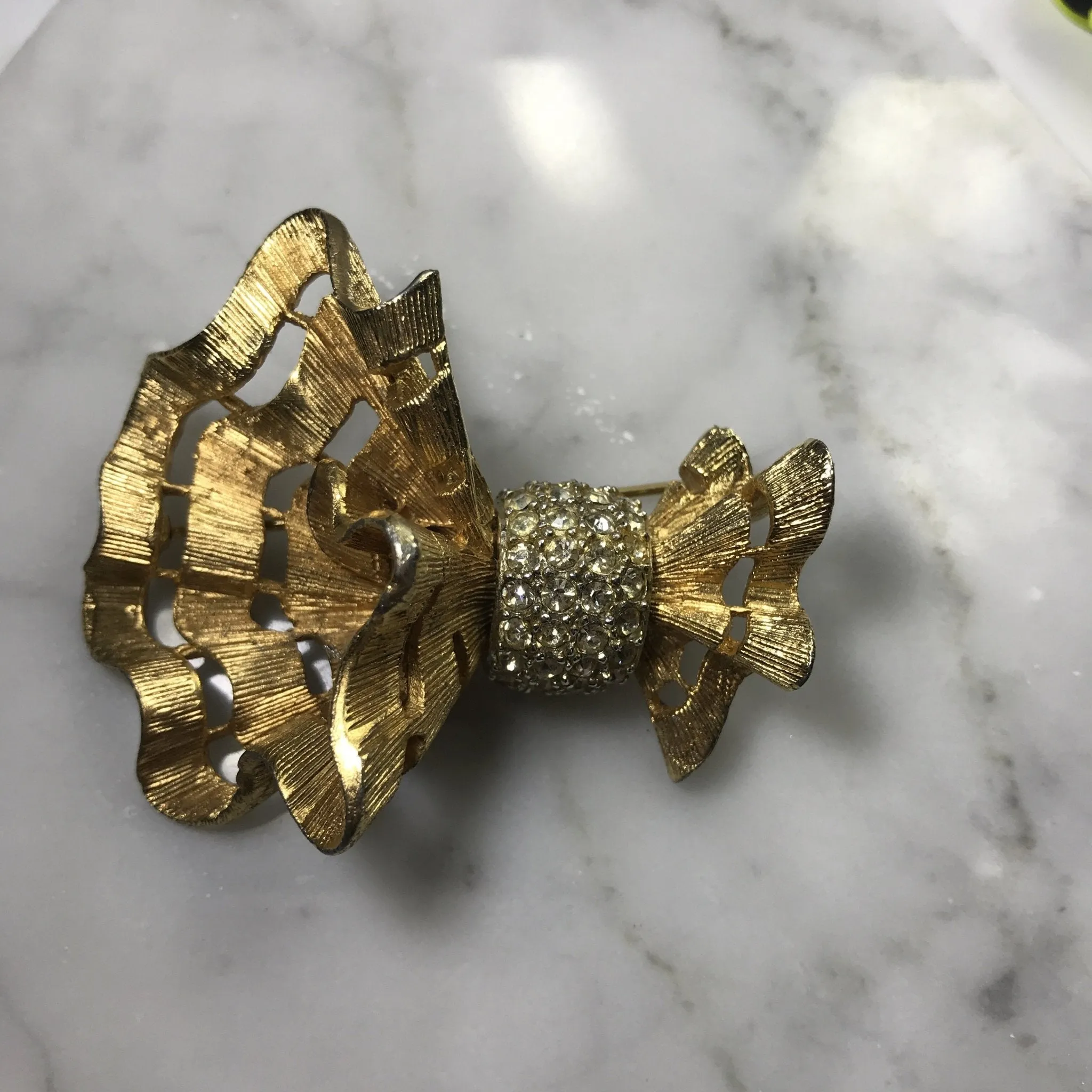 Vintage Hattie Carnegie Brooch. Asymmetrical Bow quite a statement piece. Possible Necklace?