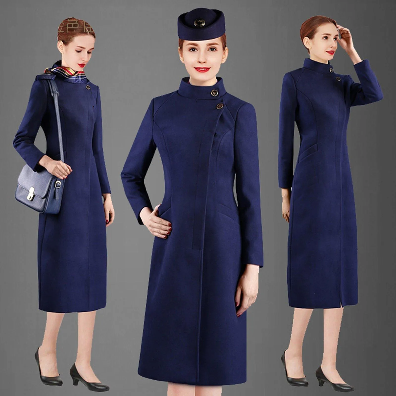 Women Wool Blend Coat,Stewardess business wear woolen coat cashmere trench coat overalls Wind Coat for Women,Autumn Winter Coat,Outerwear