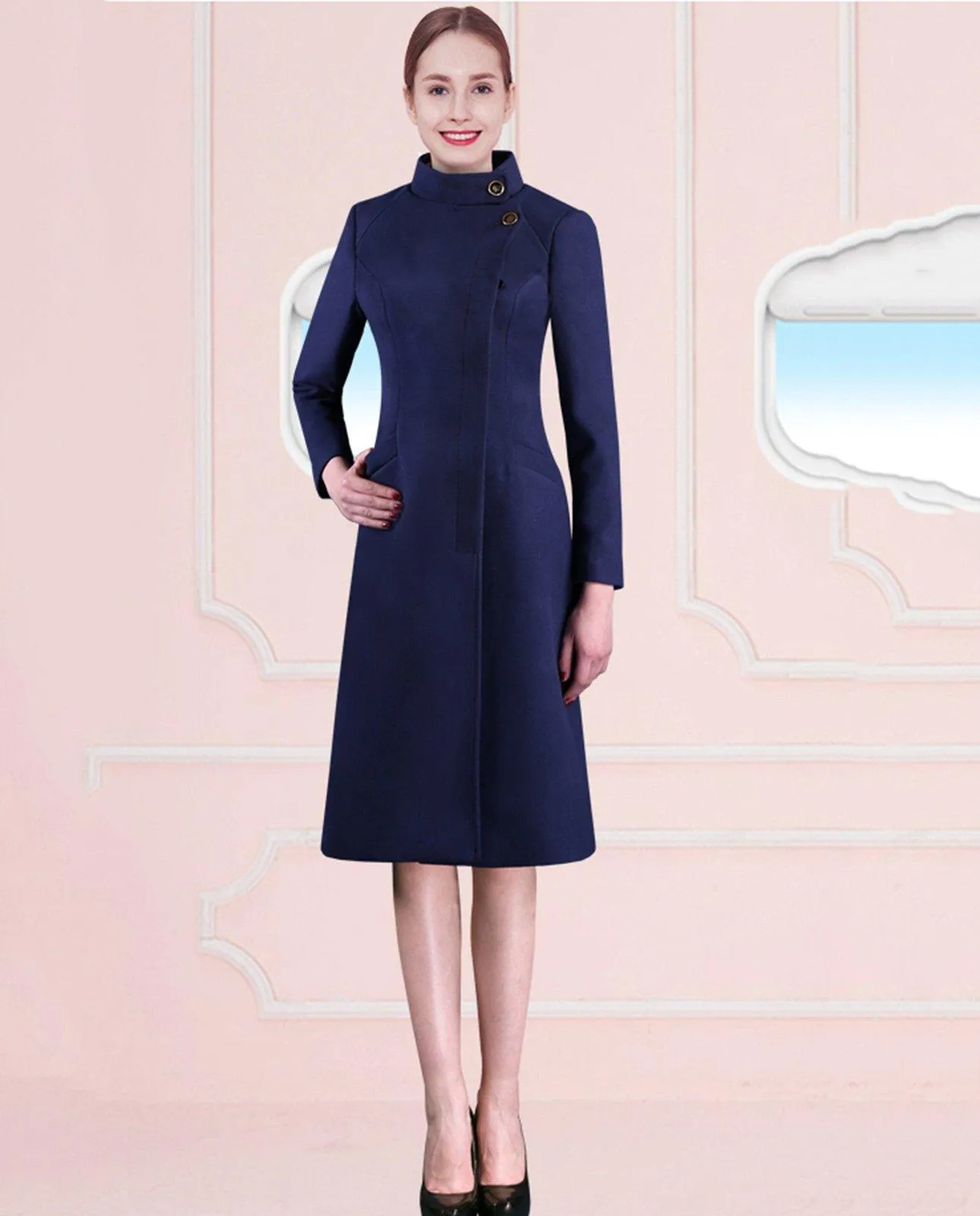 Women Wool Blend Coat,Stewardess business wear woolen coat cashmere trench coat overalls Wind Coat for Women,Autumn Winter Coat,Outerwear