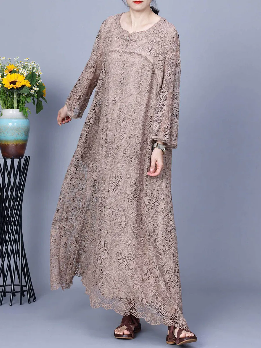 Women Summer Artsy Lace Spliced Maxi Dress KL1017