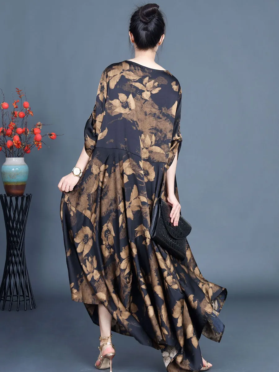 Women Summer Vintage Flower Irregular Hem Loose Dress CO1032