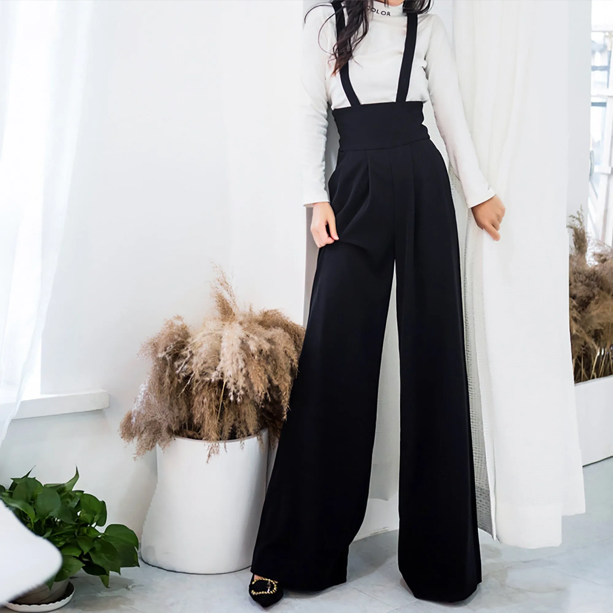 Anne High Waist Wide Leg Overalls