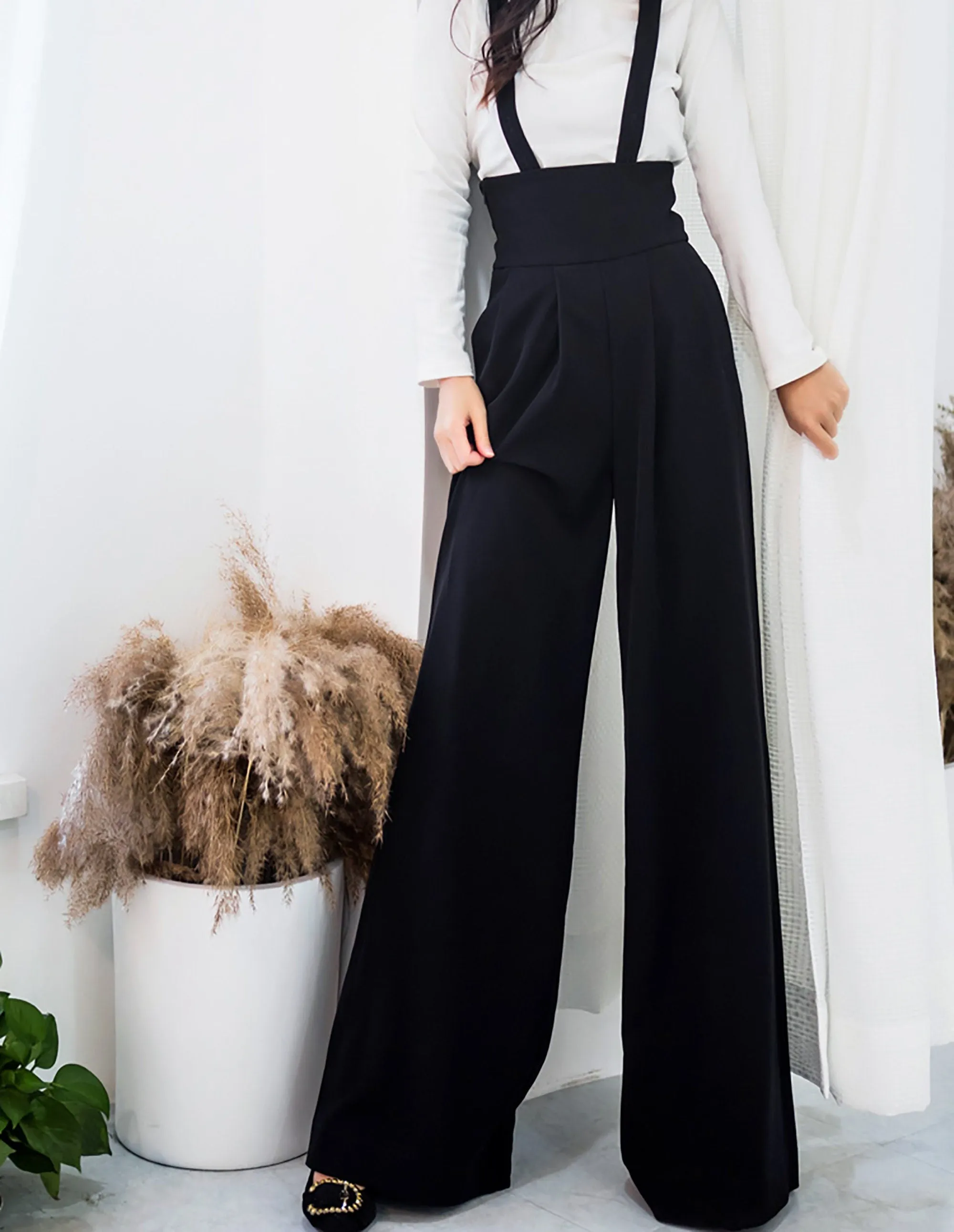 Anne High Waist Wide Leg Overalls