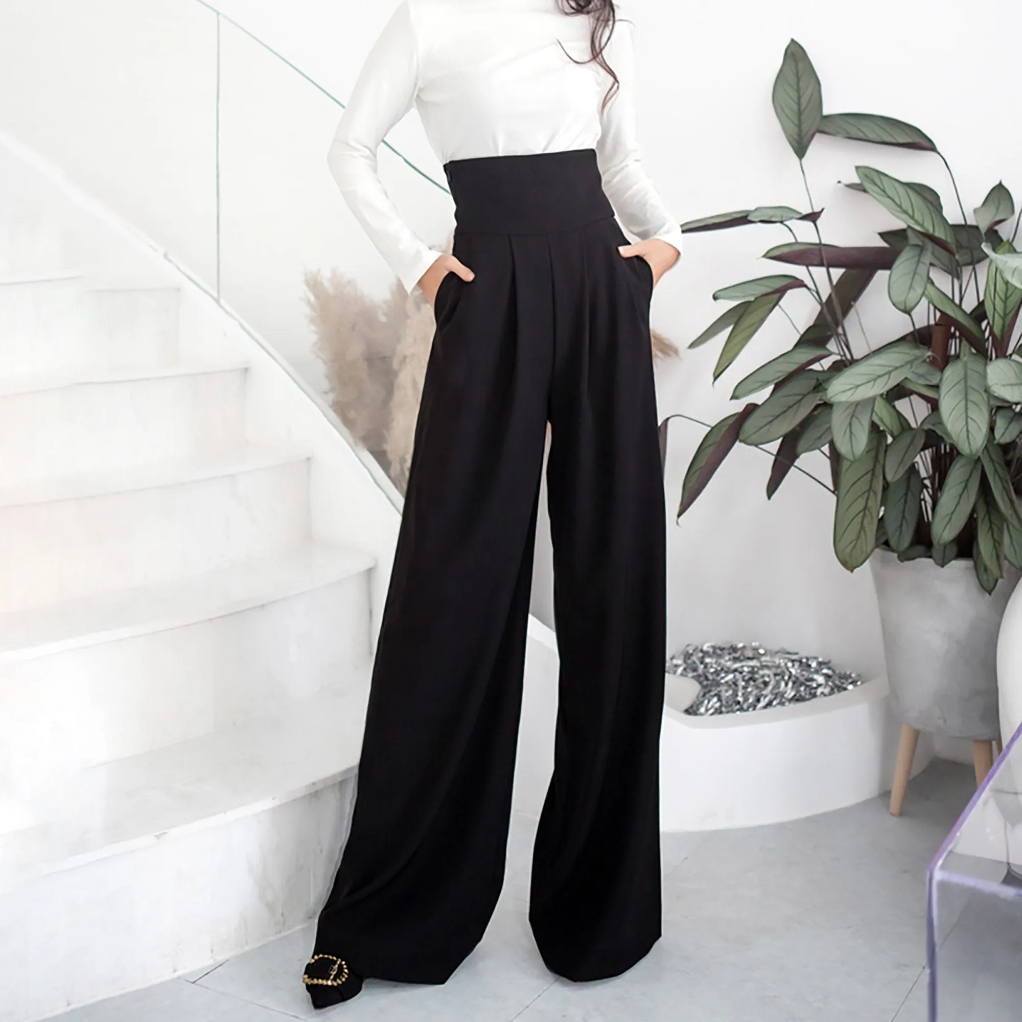 Anne High Waist Wide Leg Overalls