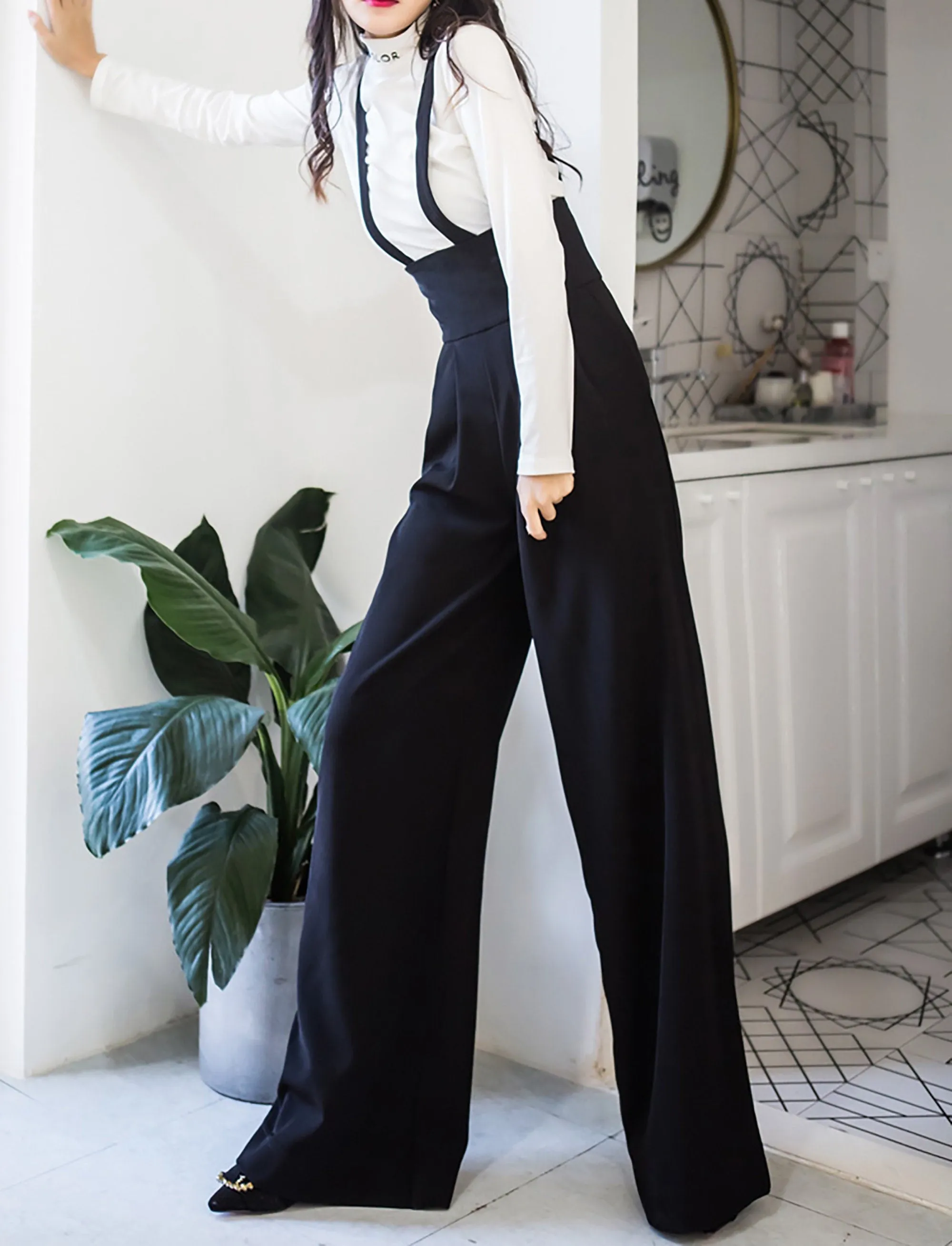 Anne High Waist Wide Leg Overalls