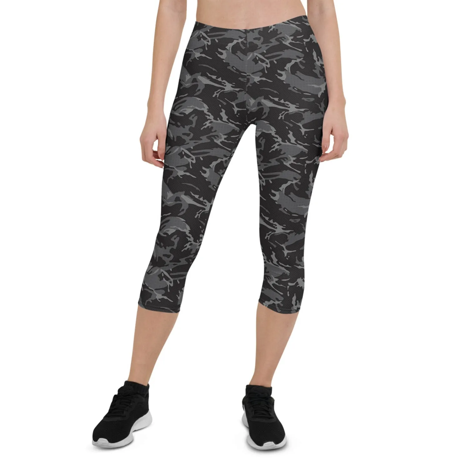 Womens Black Camo Capri Leggings