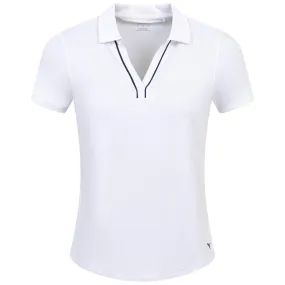 Womens Cloudspun Piped V-Neck Polo White - SS24