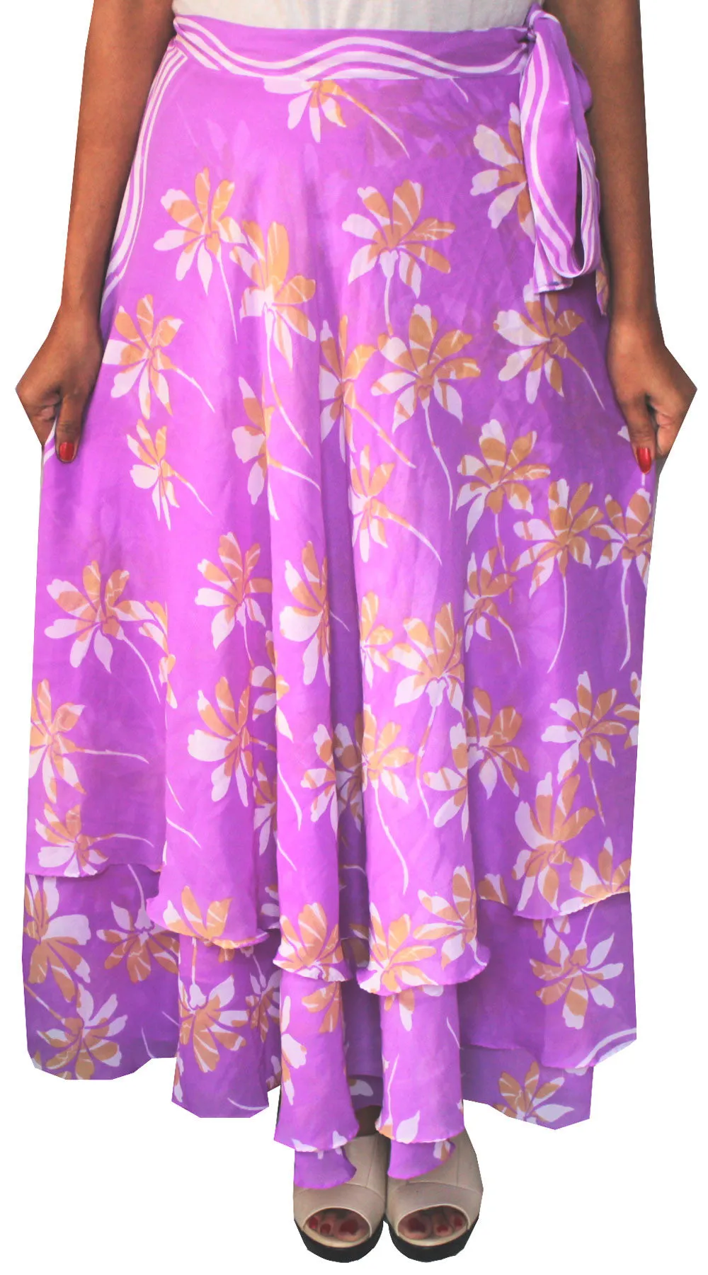 Womens Indian Skirt Long Wrap Around India Clothing (Purple)