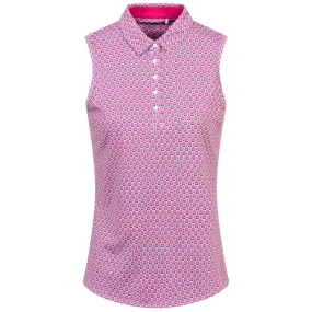 Womens MATTR Deco Sleeveless Polo White/Pink - SS24