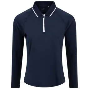 Womens You-V Long Sleeve Quarter Zip Polo Navy - SS24